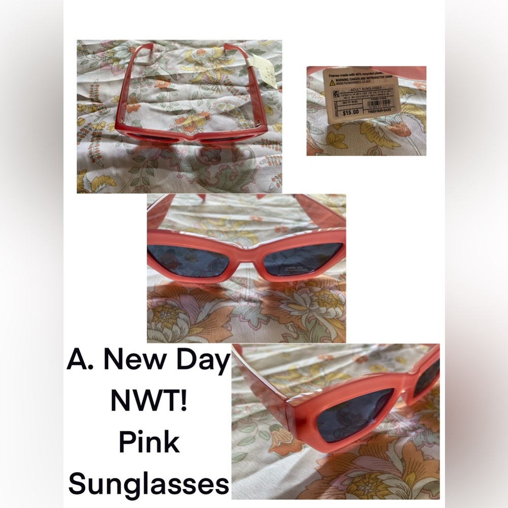 A. NEW DAY, NWT, PINK SUNGLASSES